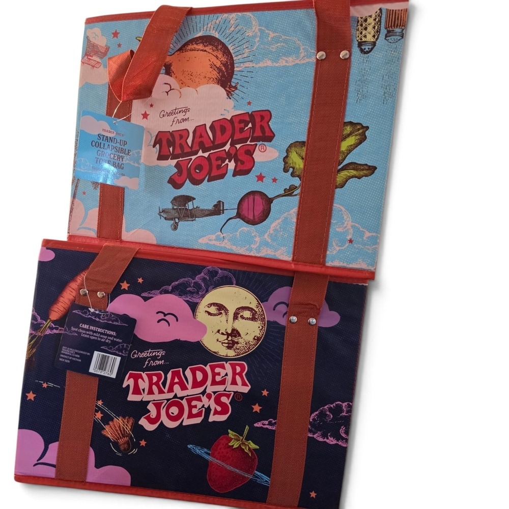 Trader Joe's Bags - Limited Edition Reusable Grocery Tote Bag Set – 2 Designs